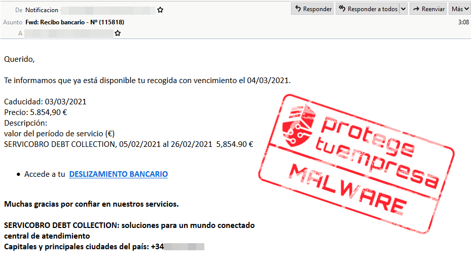 envio malware bancario