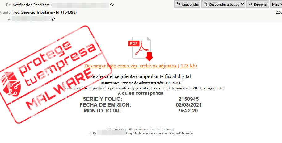 envio malware servicio tributaria