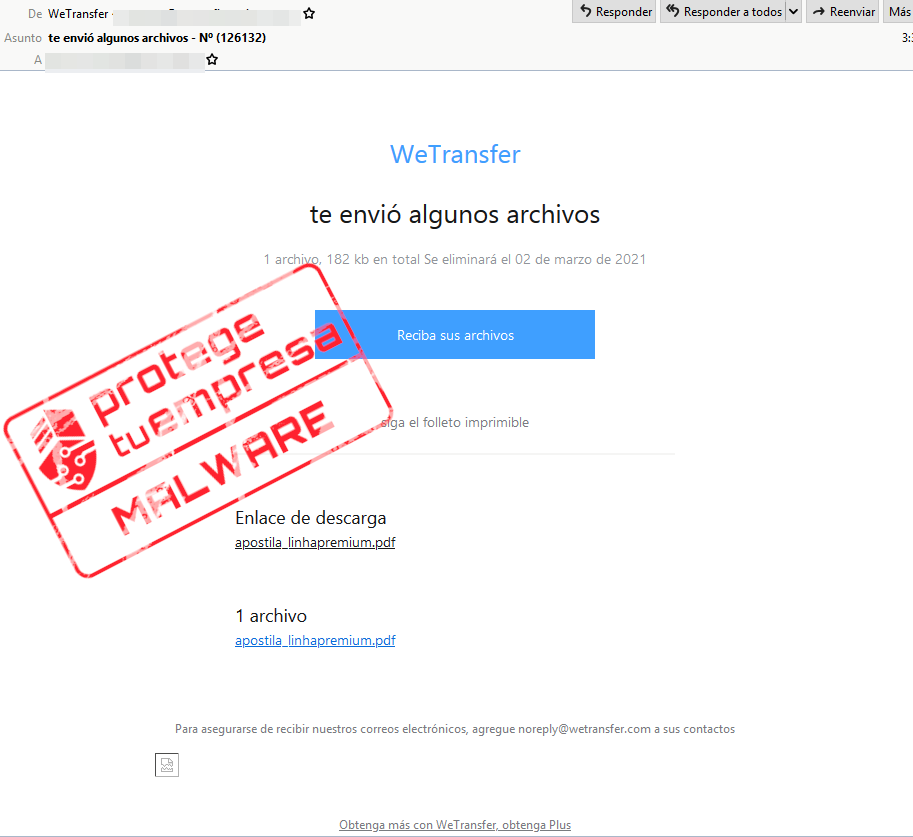 envio malware wetransfer