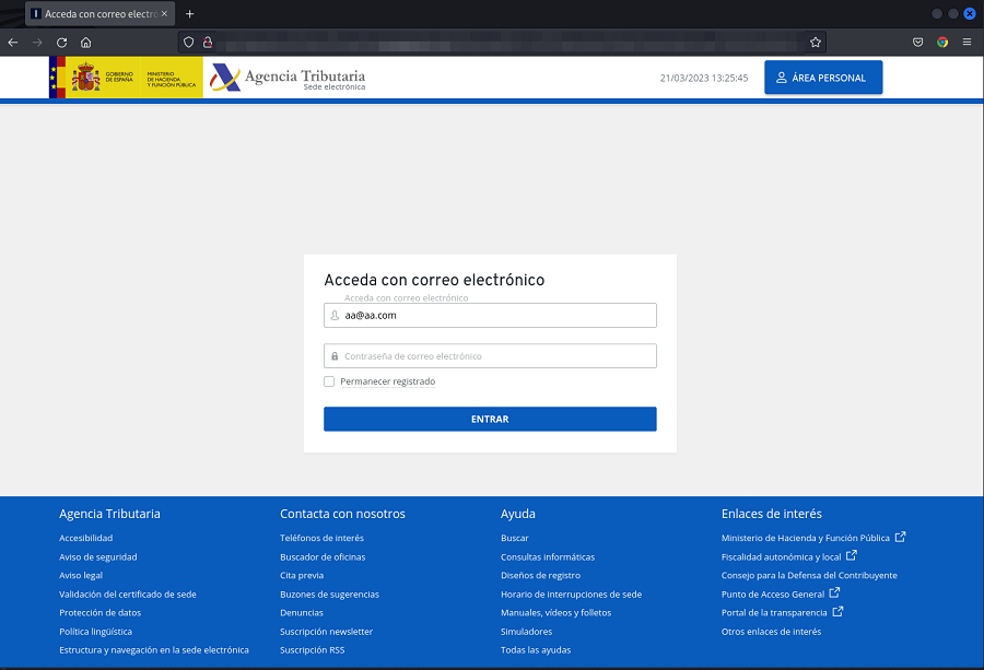 web falsa aeat